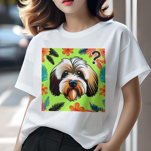 ハバニーズ Tシャツ レディース 犬ファン 半袖 春夏 犬柄 プリント カジュアル かわいい 人間用 個性派 ここだけのデザイン 面白 花 ハバニーズ 葉