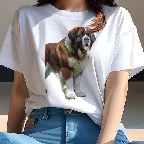 セントバーナード Tシャツ レディース 犬ファン 半袖 春夏 犬柄 プリント カジュアル かわいい 人間用 個性派 ここだけのデザイン 面白 セントバーナード(4)