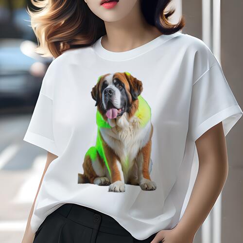 セントバーナード Tシャツ レディース 犬ファン 半袖 春夏 犬柄 プリント カジュアル かわいい 人間用 個性派 ここだけのデザイン 面白 セントバーナード