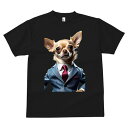 チワワ Tシャツ メンズ キッズ 犬ファン 半袖 春夏 犬柄 プリント カジュアル かわいい 人間用 個性派 ここだけのデザイン 面白 スーツ チワワ ネクタイ