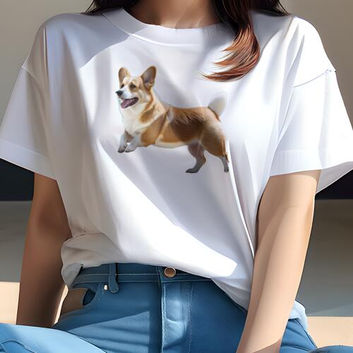 コーギー Tシャツ レディース 犬ファン 半袖 春夏 犬柄 プリント カジュアル かわいい 人間用 個性派 ここだけのデザイン 面白 かわいい コーギー 犬 ペット 動物