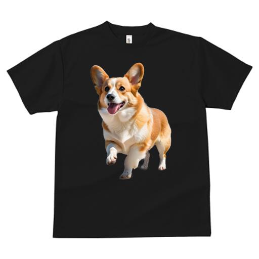 コーギー Tシャツ レディース 犬ファン 半袖 春夏 犬柄 プリント カジュアル かわいい 人間用 個性派 ここだけのデザイン 面白 かわいい コーギー 笑顔 散歩 ペット