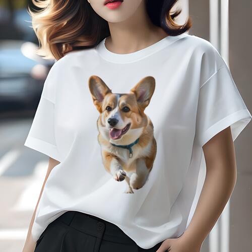 コーギー Tシャツ レディース 犬ファン 半袖 春夏 犬柄 プリント カジュアル かわいい 人間用 個性派 ここだけのデザイン 面白 犬 コーギー ペット 動物 かわいい(4)