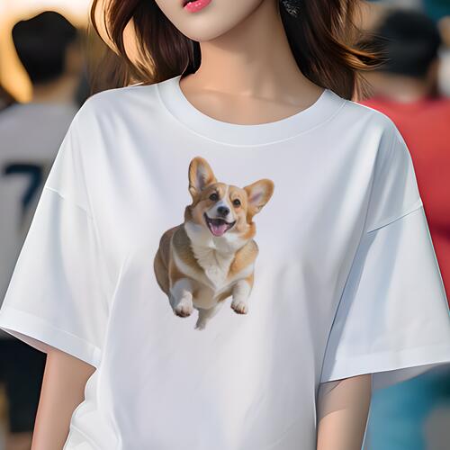 コーギー Tシャツ レディース 犬ファン 半袖 春夏 犬柄 プリント カジュアル かわいい 人間用 個性派 ここだけのデザイン 面白 コーギー