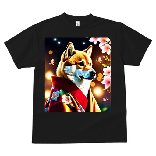 柴犬 Tシャツ レディース 犬ファン 半袖 春夏 犬柄 プリント カジュアル かわいい 人間用 個性派 ここだけのデザイン 面白 着物 柴犬 桜 蝶 和風