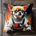 宇宙 チワワ 宇宙服 スペース クッションカバー 45×45cm アニマル柄 おしゃれ 可愛い クッション本体付き 正方形 犬ファン