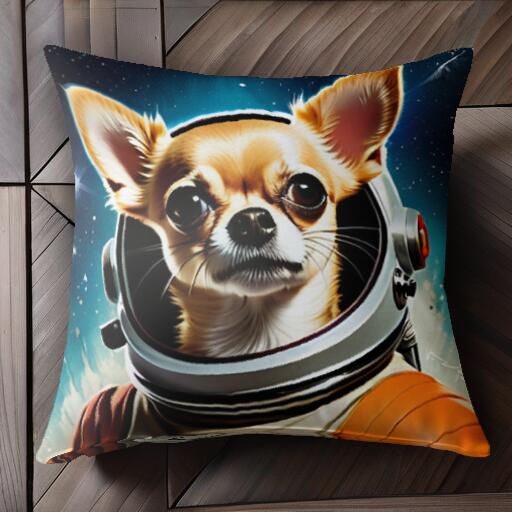 宇宙 チワワ 宇宙飛行士 ヘルメット クッションカバー 45×45cm アニマル柄 おしゃれ 可愛い クッション..