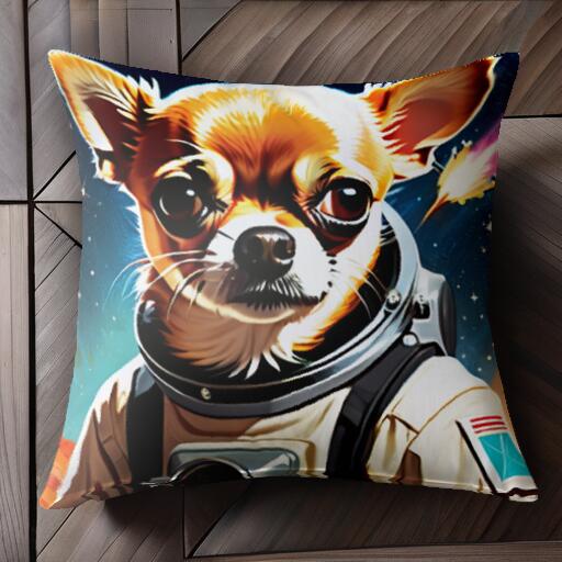 宇宙 チワワ 宇宙服 スペース クッションカバー 45×45cm アニマル柄 おしゃれ 可愛い クッション本體付き 正方形 犬ファン