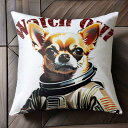 宇宙服 チワワ スペース アメリカ国旗 クッションカバー 45×45cm アニマル柄 おしゃれ 可愛い クッション本体付き 正方形 犬ファン