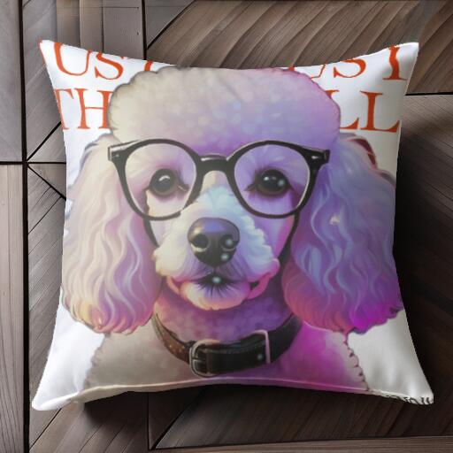 メガネ プードル 首輪 クッションカバー 45×45cm アニマル柄 おしゃれ 可愛い クッション本体付き 正方形 犬ファン