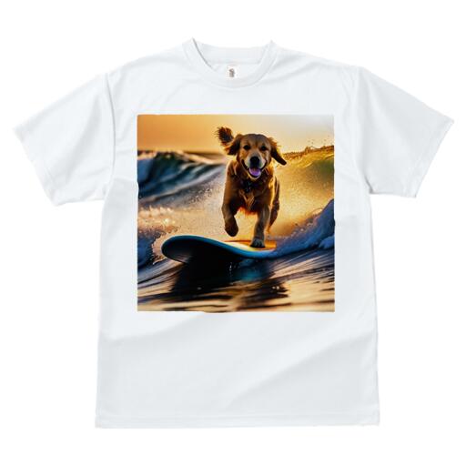 ゴールデンレトリバー Tシャツ メンズ キッズ 犬ファン 半袖 春夏 犬柄 プリント カジュアル かわいい 人間用 個性派 ここだけのデザイン 面白 サーフィン ゴールデンレトリバー 波 海