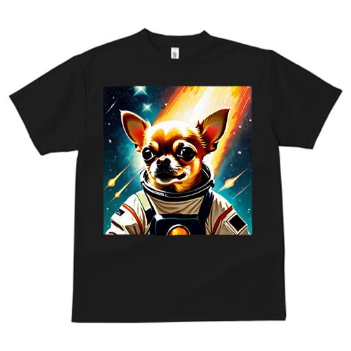 チワワ Tシャツ メンズ キッズ 犬ファン 半袖 春夏 犬柄 プリント カジュアル かわいい 人間用 個性派 ここだけのデザイン 面白 宇宙 チワワ 宇宙飛行士 星