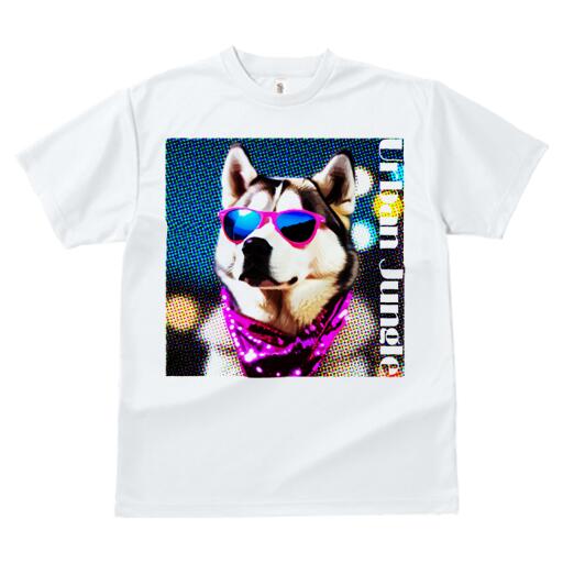 シベリアンハスキー Tシャツ レディース 犬ファン 半袖 春夏 犬柄 プリント カジュアル かわいい 人間用 個性派 ここだけのデザイン 面白 サングラス シベリアンハスキー バンダナ