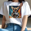 チワワ Tシャツ レディース 犬ファン 半袖 春夏 犬柄 プリント カジュアル かわいい 人間用 個性派 ここだけのデザイン 面白 宇宙 チワワ 宇宙服 惑星(4)