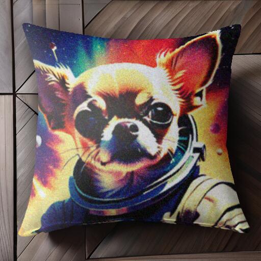 宇宙 チワワ 宇宙飛行士 スペース 星雲 クッションカバー 45×45cm アニマル柄 おしゃれ 可愛い クッシ..