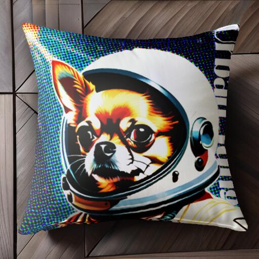 宇宙飛行士 チワワ ヘルメット クッションカバー 45×45cm アニマル柄 おしゃれ 可愛い クッション本体付き 正方形 犬ファン