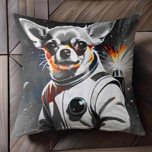 宇宙 チワワ 宇宙服 スペースシャトル クッションカバー 45×45cm アニマル柄 おしゃれ 可愛い クッション本體付き 正方形 犬ファン