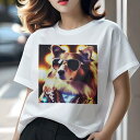 シェットランドシープドッグ Tシャツ レディース 犬ファン 半袖 春夏 犬柄 プリント カジュアル かわいい 人間用 個性派 ここだけのデザイン 面白 サングラス シェットランドシープドッグ ジャケット ライト(4)
