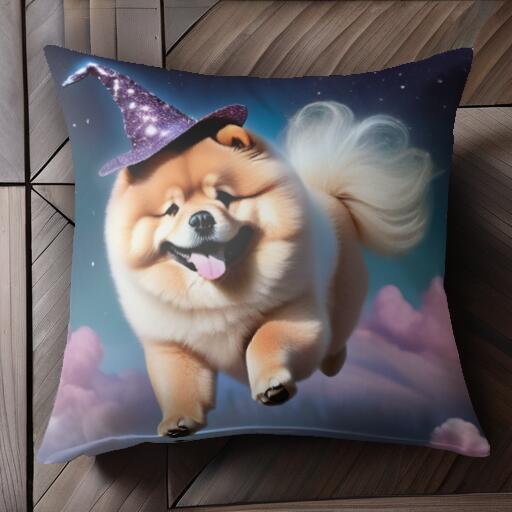 魔法使いの帽子 チャウチャウ 星空 雲 クッションカバー 45×45cm アニマル柄 おしゃれ 可愛い クッショ..