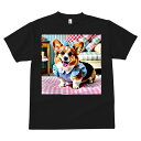 コーギー Tシャツ メンズ キッズ 犬ファン 半袖 春夏 犬柄 プリント カジュアル かわいい 人間用 個性派 ここだけのデザイン 面白 リボン コーギー ギンガムチェック ワンピース