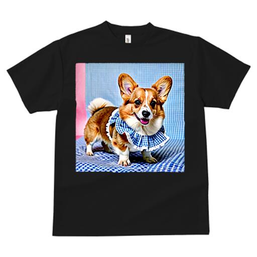 コーギー Tシャツ メンズ キッズ 犬ファン 半袖 春夏 犬柄 プリント カジュアル かわいい 人間用 個性派 ここだけのデザイン 面白 ギンガムチェック コーギー 襟