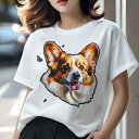 コーギー Tシャツ レディース 犬ファン 半袖 春夏 犬柄 プリント カジュアル かわいい 人間用 個性派 ここだけのデザイン 面白 犬 コーギー ペット 動物 かわいい(4)
