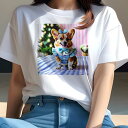コーギー Tシャツ レディース 犬ファン 半袖 春夏 犬柄 プリント カジュアル かわいい 人間用 個性派 ここだけのデザイン 面白 クリスマスツリー コーギー リボン チェック柄