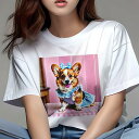 コーギー Tシャツ レディース 犬ファン 半袖 春夏 犬柄 プリント カジュアル かわいい 人間用 個性派 ここだけのデザイン 面白 リボン コーギー ギンガムチェック ワンピース