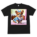 コーギー Tシャツ メンズ キッズ 犬ファン 半袖 春夏 犬柄 プリント カジュアル かわいい 人間用 個性派 ここだけのデザイン 面白 ワンピース コーギー ギンガムチェック リボン