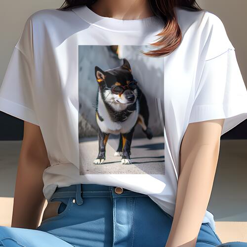 柴犬 Tシャツ レディース 犬ファン 半袖 春夏 犬柄 プリント カジュアル かわいい 人間用 個性派 ここだけのデザイン 面白 サングラス 柴犬 スパイク
