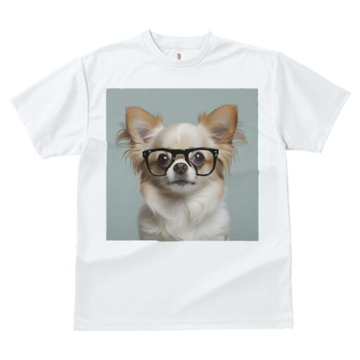 チワワ Tシャツ レディース 犬ファン 半袖 春夏 犬柄 プリント カジュアル かわいい 人間用 個性派 ここだけのデザイン 面白 メガネ チワワ