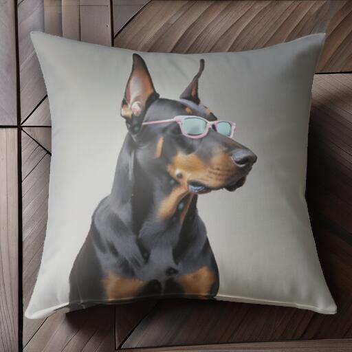 サングラス ドーベルマン クッションカバー 45×45cm アニマル柄 おしゃれ 可愛い クッション本体付き 正方形 犬ファン