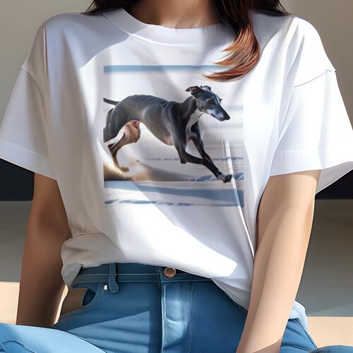 イタリアングレーハウンド Tシャツ レディース 犬ファン 半袖 春夏 犬柄 プリント カジュアル かわいい 人間用 個性派 ここだけのデザイン 面白 雪 イタリアングレーハウンド(4)