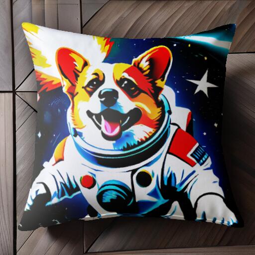 宇宙 コーギー 宇宙飛行士 星 クッションカバー 45×45cm アニマル柄 おしゃれ 可愛い クッション本体付..