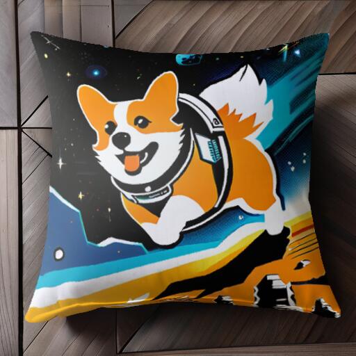 宇宙 コーギー スペース 星 惑星 クッションカバー 45×45cm アニマル柄 おしゃれ 可愛い クッション本体付き 正方形 犬ファン