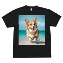 コーギー Tシャツ メンズ キッズ 犬ファン 半袖 春夏 犬柄 プリント カジュアル かわいい 人間用 個性派 ここだけのデザイン 面白 ビーチ コーギー 海 夏 休暇