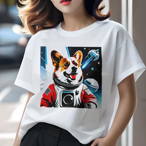 コーギー Tシャツ レディース 犬ファン 半袖 春夏 犬柄 プリント カジュアル かわいい 人間用 個性派 ここだけのデザイン 面白 宇宙 コーギー 宇宙服 スペースシャトル 星 コーギー Tシャツ レディース 犬ファン 半袖 春夏 犬柄 プリント カジュアル かわいい 人間用 個性派 ここだけのデザイン 面白 宇宙 コーギー 宇宙服 スペースシャトル 星