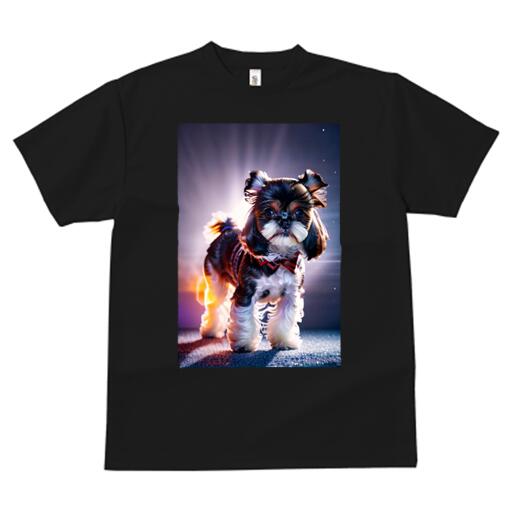 楽天フロントップ楽天市場店シーズー Tシャツ メンズ キッズ 犬ファン 半袖 春夏 犬柄 プリント カジュアル かわいい 人間用 個性派 ここだけのデザイン 面白 リボン シーズー 光 キラキラ