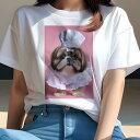 シーズー Tシャツ レディース 犬ファン 半袖 春夏 犬柄 プリント カジュアル かわいい 人間用 個性派 ここだけのデザイン 面白 コック帽 シーズー コック...
