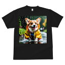コーギー Tシャツ メンズ キッズ 犬ファン 半袖 春夏 犬柄 プリント カジュアル かわいい 人間用 個性派 ここだけのデザイン 面白 雨 コーギー レインコ...