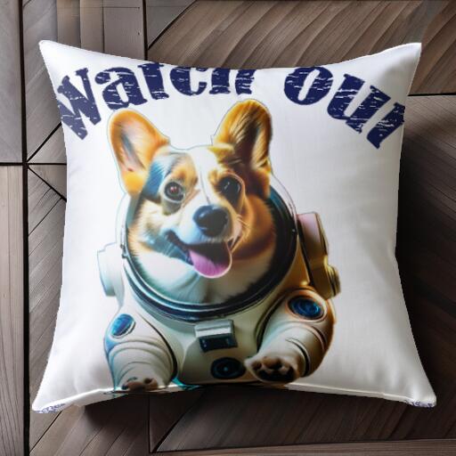宇宙飛行士 コーギー スペーススーツ Watch Out クッションカバー 45×45cm アニマル柄 おしゃれ 可愛い..