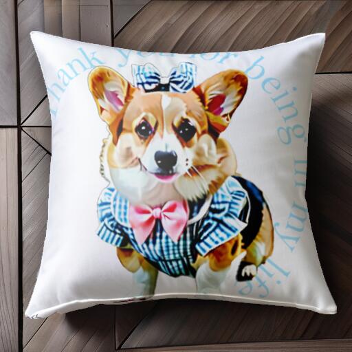 リボン コーギー 服 クッションカバー 45×45cm アニマル柄 おしゃれ 可愛い クッション本体付き 正方形..