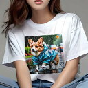 コーギー Tシャツ レディース 犬ファン 半袖 春夏 犬柄 プリント カジュアル かわいい 人間用 個性派 ここだけのデザイン 面白 雨 コーギー レインコート...