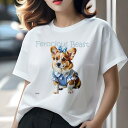コーギー Tシャツ レディース 犬ファン 半袖 春夏 犬柄 プリント カジュアル かわいい 人間用 個性派 ここだけのデザイン 面白 リボン コーギー ワンピース