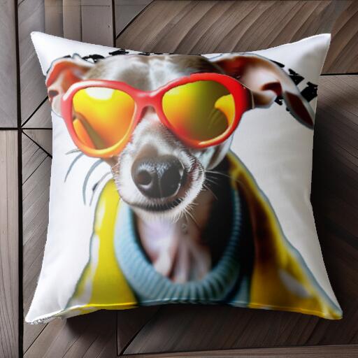 サングラス イタリアングレーハウンド セーター ドット クッションカバー 45×45cm アニマル柄 おしゃれ..