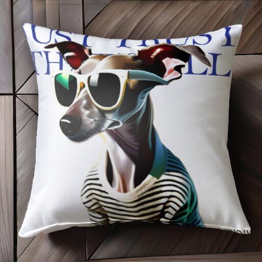サングラス イタリアングレーハウンド ストライプ クッションカバー 45×45cm アニマル柄 おしゃれ 可愛い クッション本体付き 正方形 犬ファン