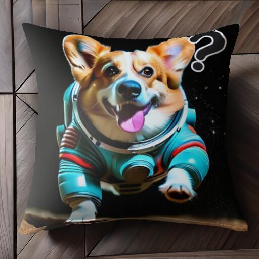 宇宙服 コーギー 宇宙 月面 クッションカバー 45×45cm アニマル柄 おしゃれ 可愛い クッション本體付き 正方形 犬ファン