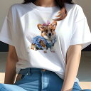 コーギー Tシャツ レディース 犬ファン 半袖 春夏 犬柄 プリント カジュアル かわいい 人間用 個性派 ここだけのデザイン 面白 リボン コーギー ワンピース