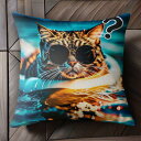 サングラス 海 猫 浮き輪 水面 クッションカバー 45×45cm アニマル柄 おしゃれ 可愛い クッション本体付き 正方形 犬ファン