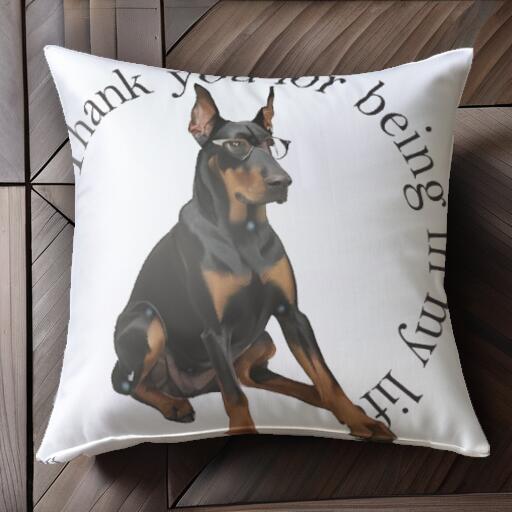メガネ ドーベルマン クッションカバー 45×45cm アニマル柄 おしゃれ 可愛い クッション本体付き 正方..